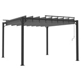 Gazebo con Tetto a Lamelle 3x3 m in Tessuto Antracite/Alluminio