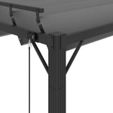 Gazebo con Tetto a Lamelle 3x3 m in Tessuto Antracite/Alluminio