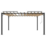 Gazebo con Tetto a Lamelle 3x4 m in Tessuto Tortora e Alluminio