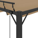Gazebo con Tetto a Lamelle 3x4 m in Tessuto Tortora e Alluminio