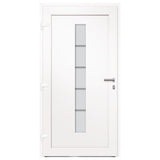 Porta d'Ingresso in Alluminio e PVC Bianco 100x210 cm