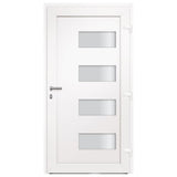 Porta d'Ingresso in Alluminio e PVC Bianco 100x210 cm