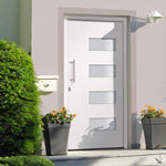 Porta d'Ingresso in Alluminio e PVC Bianco 100x210 cm