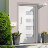 Porta d'Ingresso in Alluminio e PVC Bianco 100x210 cm