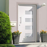 Porta d'Ingresso in Alluminio e PVC Bianco 110x210 cm