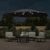 Ombrellone a Sbalzo con Palo e Luci a LED Nero 350 cm