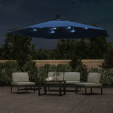 Ombrellone a Sbalzo con Palo e Luci a LED Azzurro 350 cm