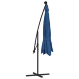 Ombrellone a Sbalzo con Palo e Luci a LED Azzurro 350 cm