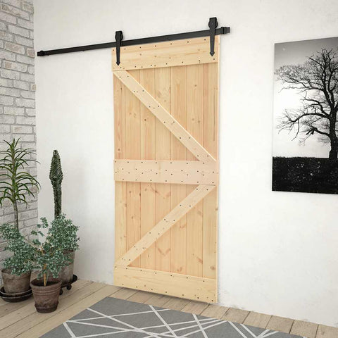 Porta Scorrevole con Set Hardware 80x210 cm in Legno di Pino