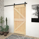 Porta Scorrevole con Set Hardware 90x210 cm in Legno di Pino