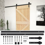 Porta Scorrevole con Set Hardware 100x210 cm in Legno di Pino