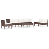 Set Divani da Giardino 9 pz con Cuscini in Polyrattan Marrone