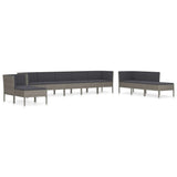Set Divani da Giardino 10 pz con Cuscini in Polyrattan Grigio