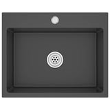 Lavello da Cucina Lavorato a Mano Nero Acciaio Inox