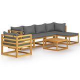 Set Divani da Giardino 7 pz con Cuscini in Massello di Acacia