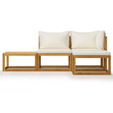 Set Divani da Giardino 4 pz con Cuscini Crema in Legno Acacia