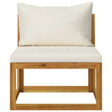 Set Divani da Giardino 5 pz con Cuscini Crema in Legno Acacia