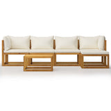 Set Divani da Giardino 6 pz con Cuscini Crema Massello Acacia