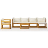 Set Divani da Giardino 7 pz con Cuscini Crema Massello Acacia