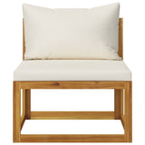 Set Divani da Giardino 9 pz con Cuscini Crema in Legno Acacia