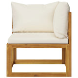 Set Divani da Giardino 4 pz con Cuscini Crema in Legno Acacia