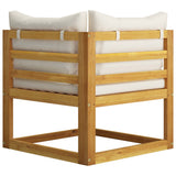 Set Divani da Giardino 4 pz con Cuscini Crema in Legno Acacia