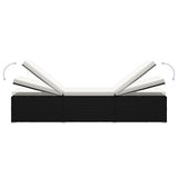 Lettini Prendisole con Tavolino 3 pz in Polyrattan Nero