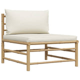 Set Divani da Giardino 2 pz con Cuscini Bianco Crema in Bambù