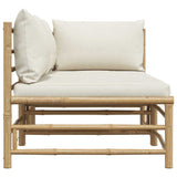 Set Divani da Giardino 2 pz con Cuscini Bianco Crema in Bambù