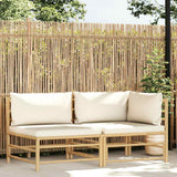 Set Divani da Giardino 2 pz con Cuscini Bianco Crema in Bambù