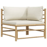 Set Divani da Giardino 2 pz con Cuscini Bianco Crema in Bambù
