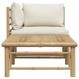 Set Divani da Giardino 2 pz con Cuscini Bianco Crema in Bambù