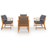 Set Divani da Giardino 5 pz con Cuscini in Legno Acacia