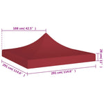 Tetto per Tendone per Feste 3x3 m Rosso Borgogna 270 g/m