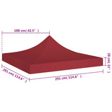 Tetto per Tendone per Feste 3x3 m Rosso Borgogna 270 g/m