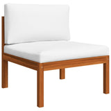 Set da giardino 4 pezzi con cuscini in legno crema, acacia e corda
