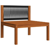 Set da giardino 4 pezzi con cuscini in legno crema, acacia e corda