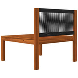Set da giardino 4 pezzi con cuscini in legno crema, acacia e corda