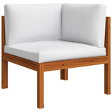 Set da giardino 12 pezzi con cuscini in legno crema, acacia e corda