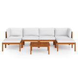 Set da Giardino 7 pz con Cuscini in Legno Crema, Acacia e Corda