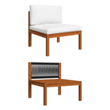 Set da Giardino 7 pz con Cuscini in Legno Crema, Acacia e Corda
