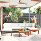 Set da Giardino 7 pz con Cuscini in Legno Crema, Acacia e Corda
