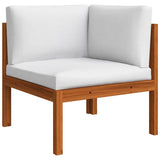 Set da giardino 6 pezzi con cuscini in legno crema, acacia e corda