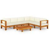 Set da Giardino 7 pz con Cuscini 100x60 cm Legno di Acacia