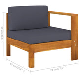 Set Divani Giardino 5 Posti Cuscini Grigi Scuro Massello Acacia