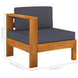 Set Divani Giardino 5 Posti Cuscini Grigi Scuro Massello Acacia