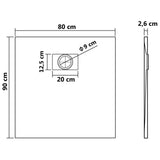 Piatto Doccia in SMC Grigio 90x80 cm