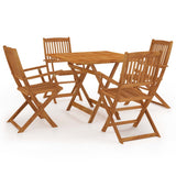 Set da Pranzo da Giardino 5 pz Pieghevole in Massello di Acacia