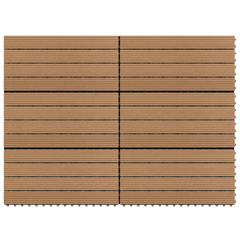 Piastrelle per Decking in WPC 6 pz 60x30 cm 1,08 m Marrone