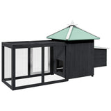 Pollaio con Casetta Nidificazione Grigio 190x72x102 cm in Abete
